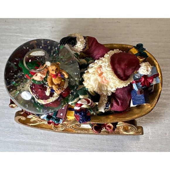 Kirkland Rocking Waterglobe Snow Globe 4x4" Santa in Sleigh Christmas Decor - Picture 8 of 11